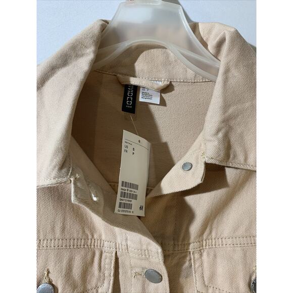 H&M Divided Denim Jacket Mens Size S Beige Womens - Picture 2 of 5